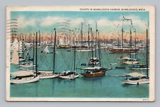Postcard Yachts in Marblehead Harbor Massachusetts c1936 picture