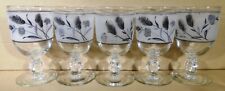 5 Libbey Frosted Silver Wheat Goblets Glasses Mid Century Modern Vintage Retro picture