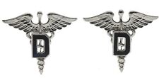 Dentist Doctor Collar Caduceus Pair Silver Finish 1 1/8 inch Pin H250710 F6D11A picture