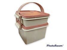 Tupperware Lunch Box Keeper Squares 1674, 1363, 1362, Handle 2529 Pink Storage picture
