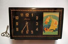 Vintage 1980s Soviet Wood Lacquered Mechanical Clock w/ Olympic Logo picture