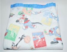 Vtg Warner Brothers Looney Tunes Toddler Blanket White Blue Taz Bugs Sports picture