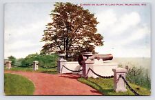 c1908~Lake Park~Cannon Memorial on Bluff~Milwaukee Wisconsin WI~Antique Postcard picture
