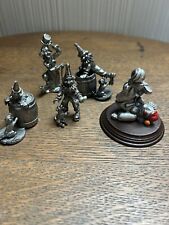 5 Pewter Cast Metal Circus Clown Miniature Figurines Collectibles picture