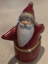 Santa Claus Trinket Box Hinged Ceramic CHRISTMAS 3.25