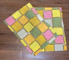 Vtg MCM Pillowcases Orange Yellow Gold Brown Stained Glass 2 Standard READ picture