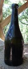 BLACK GLASS ALE BOTTLE-Tapered Shape-Round Collar Lip-Sand Pontil-1850s-1860s picture