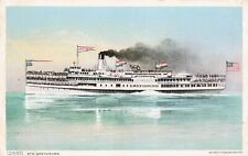 Steamer Greyhound Detroit MI to Toledo OH Harbor Nautical Ship Vtg Postcard E13 picture