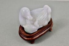 One Chinese lavender jade like hard stone duck group sculpture 2.5