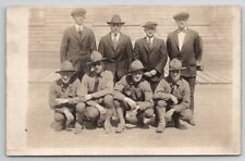 RPPC Four Dapper Men With Four Handsome Soldiers c1917 Real Photo Postcard S24 picture