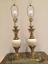 Pair LARGE Stiffel Brass / Ivory Table Lamps ~30