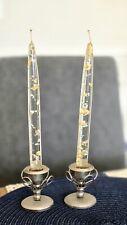 Vintage Mid Century MCM 1960's Lucite Candles Silver/Gold Flakes Set of 2- 8