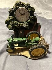 John Deere NF Tractor Farm Clock Works Barn Brown Dogs Green Trees Yellow Wheels picture