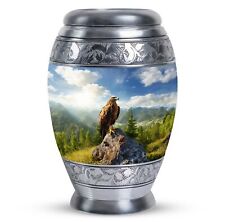 Burial Urns For Ashe Portrait Of An Eagle Sitting On A Stone (10 Inch) Large Urn picture