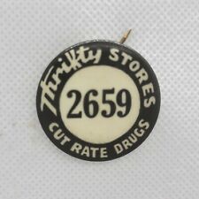Vintage Thrifty Stores Employee ID Badge Button Pinback Cut Rate Drugs picture