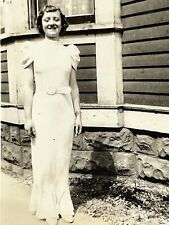 YD Photograph 1935 Dressed Up In White Lovely Woman White Dress picture