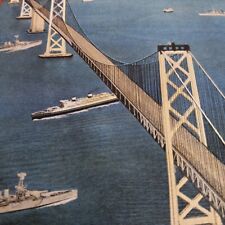 San Francisco CA-California, Aerial Oakland Bay Bridge, Vintage Postcard picture