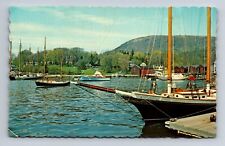 Mountains Habor Boats Dock Camden Maine Postcard picture
