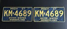 Vintage 1967 Michigan License Plates - Pair - KM•4689 picture