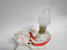 MCM Christmas Santa Claus Sleigh Reindeer Kerosene Oil Lamp Figurine 50’s Japan picture