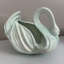 Vintage MCM Ceramic Swan Planter/ Dish Mint Green 8