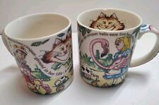 ALICE IN WONDERLAND Coffee Mug Cup Cafe By Paul Cardew 1 Pair England 2004 Vtg picture