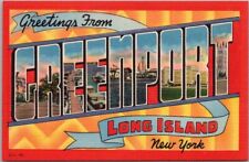 GREENPORT Long Island NY Large Letter Postcard Colorful Tomlin Linen / Unused picture