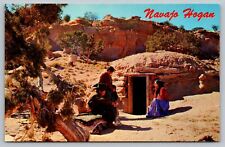 Navajo Family Hogan Entrance Postcard NM picture