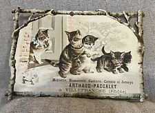 Rare 1890 Victorian French Antique Helena Maguire Tabby Cat Large Ad Die Cut picture