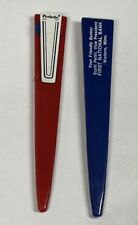 Vintage Pentastic Two Color Pen Clip Retracts Pen Blue Red First National Bank picture