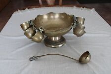 Miltiary Brass Antique Officer's Punch Bowl With Ladle & 8 Cups picture