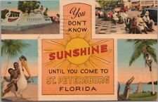 Vintage 1950 ST. PETERSBURG Florida Linen Postcard 