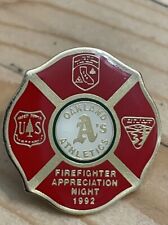 FIREFIGHTER APPRECIATION NIGHT 1992  Oakland A’s Athletic Hat Lapel Pin Tie Tack picture