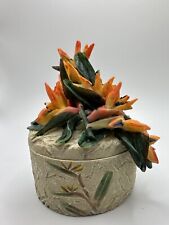 Bird of Paradise Flower Trinket Box Detailed Hand Painted A. Richesco 4.25