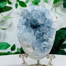 418g Natural Blue Celestite Crystal Geode Quartz Cluster Mineral Specimen Reiki picture
