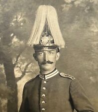 German WW1 Era Postcard Photo Soldier in Dress Uniform and Headwear picture