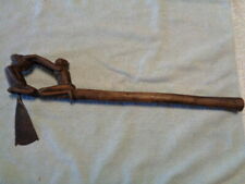 ANTIQUE  HAND CARVED WARRIORS FIGURAL TRIBAL AX AXE CEREMONIAL WEAPON VINTAGE D9 picture