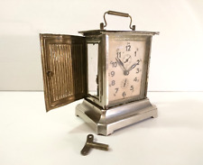 1920s Antique Carriage Alarm Clock With Glass Sides JUNGHANS Germany - Working picture