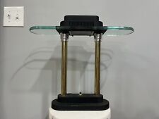 Vintage 1980’s Postmodern Art Deco UFO Bankers Table Lamp Black & Gold w/ Glass picture