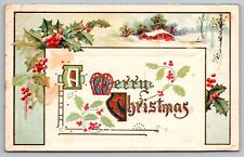 A Merry Christmas Antique Embossed Postcard c1913 picture