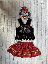 Girls Polish Krakow Velvet Embroidered Beaded Folk Dance Vest Outfit Skirt picture