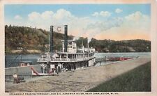 Postcard Steamboat Passing through Lock 6 near Charleston West Virginia c1918 picture