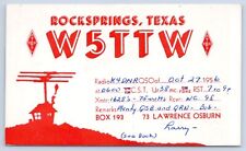 QSL CB Ham Radio Card W5TTW Rocksprings Texas Vtg Edwards County TX 1956 Card picture