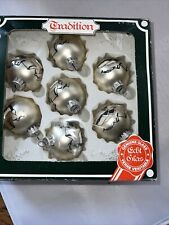 Set 7 Tradition Echt Glas West Germany Christmas Ornaments Village Glitter White picture