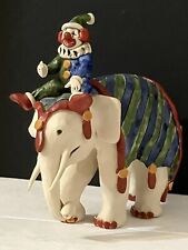 One-of-a Kind,1990,Ann Young Pottery CLOWN SITTING ON ELEPHANT’S BACK Figurine picture
