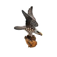 vintage hand crafted and painted wooden american eagle statue/figurine picture