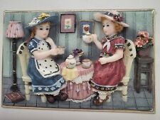 Hand Painted 3D Art Frame By A. Richesco Corp. Tea Party. 8.75 X 6.75 Inches picture