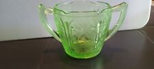 Jeannette Cherry Blossom Uranium Green Depression Glass Sugar Bowl Vintage picture