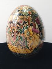 Satsuma Hand Painted Geisha Porcelain Antique Egg. 5.25