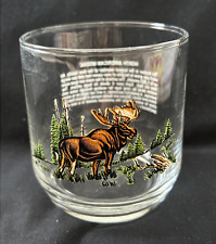Vintage North American Moose Wildlife Drinking Glass Sunoco Promo Rocks Glass picture